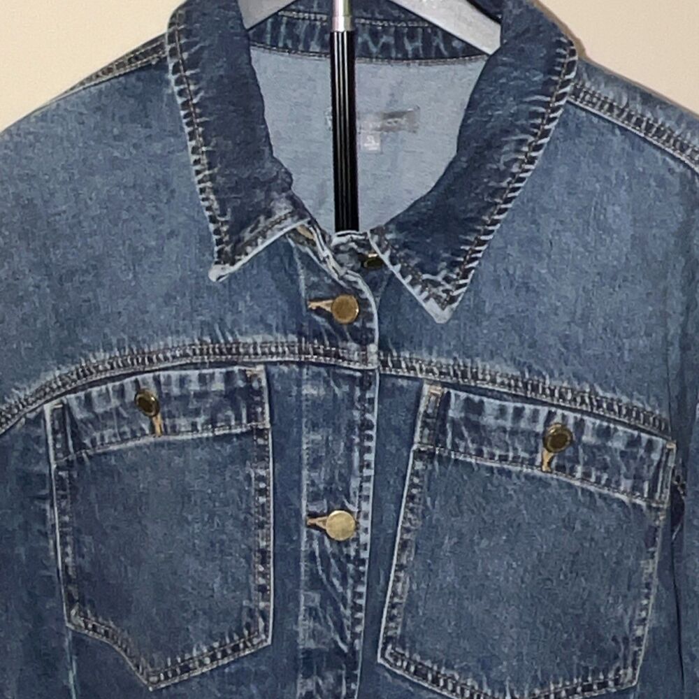 Wit & Wisdom Women’ Blue Jean Jacket XL Button-Front Long Sleeve Pockets Relaxed